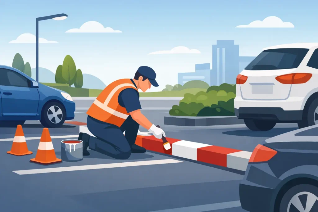 Parking Lot Curb Painting Done Right